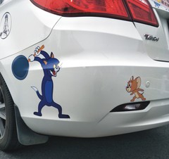 汽车贴纸抖音同款车贴 猫和老鼠贴纸 杰瑞卡通车贴划痕遮挡汤姆猫