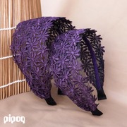 pipoq韩版紫色镂空蕾丝宽发箍韩国气质简约宽头箍发卡发饰