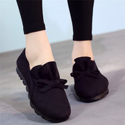 新秋季(新秋季)老北京布鞋，女鞋单鞋平底黑色，工作鞋一脚蹬妈妈大码42豆豆鞋