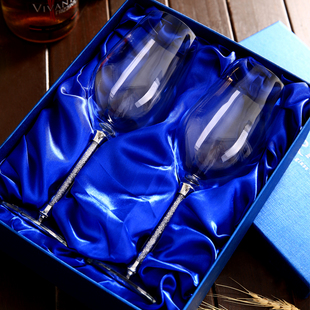 个性创意刻字diy结婚礼物，水晶红酒杯高脚杯，定制2个欧式礼盒一对装