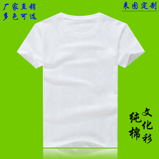 纯白T恤男女宽松短袖DIY手绘空白圆领广告文化衫定制印字班服