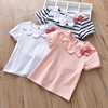 婴儿纯棉条纹可爱女宝宝，蝴蝶结短袖儿童，夏季短袖t恤半袖韩版0-8岁