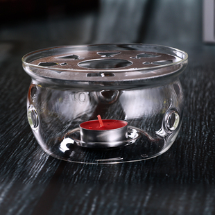 圆形茶壶底座透明玻璃底座茶炉暖茶器蜡烛加热保温壶座花草茶具零