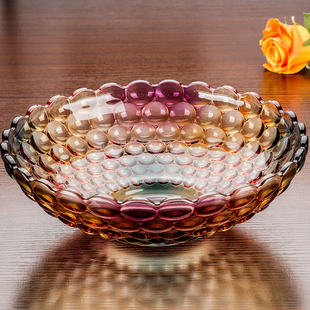 水果盘大号干果盘欧式现代客厅创意水晶玻璃，水果盆果斗糖果盘子