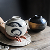 桔梗家 创意带盖小碗家用商用炖盅汤盅陶瓷日式餐具蒸鸡蛋甜品碗