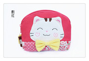 猫咪布包可爱纯棉手工卡通猫咪零钱包 硬币包中包 卡片包包