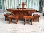 红木茶台桌复古实木小茶桌椅组合1桌配5椅茶台黄花梨功夫茶泡