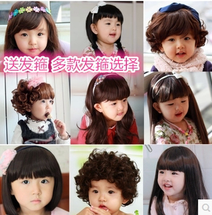 韩版儿童假发宝宝，拍照发饰写真，摄影头饰女童刘海短卷发发套