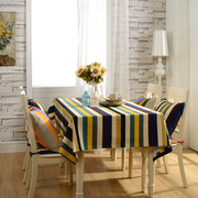 田园风加厚帆布餐桌布布艺台布客厅，茶几布书桌(布，书桌)盖布条纹棉麻长方形
