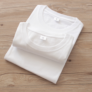 (买一送一)200克日本重磅纯棉，圆领打底t恤纯白色短袖t恤男女夏