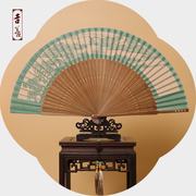 扇子C 6寸女式扇杭州西湖风景折扇真丝剪纸出国排扇竹绢扇
