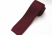大牌原单出口外贸原单男士韩版领带针织平头，休闲领带5.5cm酒红色