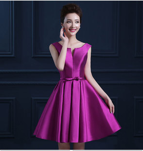 紫色伴娘服仙气质姐妹裙韩版短款伴娘礼服女2024春秋伴娘团