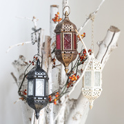 追花摩洛哥铁艺烛台创意吊灯工艺品摆件玻璃个性家居装饰品