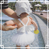 韩国公主女宝宝婴儿，纯白色小天使翅膀女童泳衣，连体裙式泳装纱纱裙