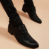 男士夏季黑色韩版商务软面尖头皮鞋，青年英伦真皮内增高6cm男鞋子