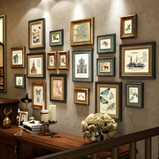 欧式复古实木照片墙挂墙，美式相框墙，客厅沙发背景墙创意组合画