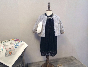亏本韩版品牌童装女童，气质灰仿皮草外套暗格，皮草夹棉加厚外套