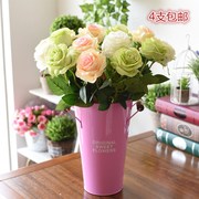 仿真花套装客厅花艺卧室，玫瑰花瓶欧式绢花装饰花餐桌假花摆件