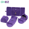 高档紫色创意双开按扣首饰盒求婚戒指盒项链耳钉盒手镯手链盒定制