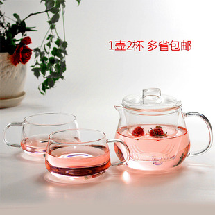 玻璃壶手工制作耐热玻璃茶具，套装花茶壶茶杯功夫，茶具小企鹅壶+2杯