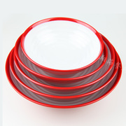 美日嘉宝可定制双色密胺仿瓷面碗摔不破塑料拉面商用日式红白菜碗