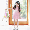韩国童装夏款中大女童纯棉粉色短裤短袖运动套装度假休闲学生装潮