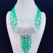 绿玛瑙切面豪华项链天然珍珠，镶嵌多层短毛衣链，衬衫链气质名媛款