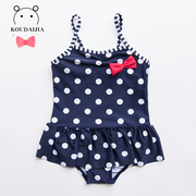 儿童泳衣女孩夏季韩国波点蝴蝶结，婴儿泳装连体裙式小女宝宝比基尼