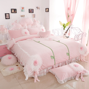 加厚韩版公主超柔保暖四件套床上 冬季短毛绒粉色花朵天鹅绒