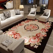 中式玫瑰豪华欧式客厅卧室地毯茶几婚庆床边加厚防滑剪花立体
