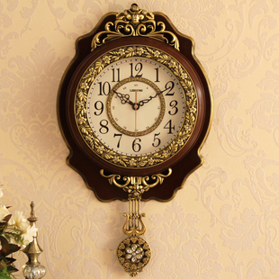 美式挂钟客厅奢华石英钟表，中式创意时尚，静音时钟家用大气墙上挂表