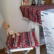 波西米亚民族风棉麻，椅垫桌垫餐椅垫办公室坐垫，支持订制可拆洗版