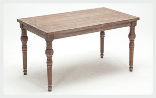美式复古实木桌子餐桌组合做旧拉丝橡木餐桌，法式餐厅简约长方桌