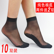 短袜丝袜女薄款春夏棉底防滑防勾丝，透明耐磨纯底黑色肉色隐形袜子