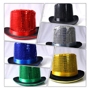 高筒亮片魔术帽表演帽爵士帽，英伦帽礼帽，绅士帽发饰头饰派对