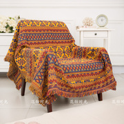 印第安风棉线沙发巾套罩全包厚重沙发垫布 户外露营装饰多用毯子