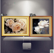 蒙娜丽莎印花十字绣3d欧式油画白玫瑰满绣小幅客厅卧室画套件