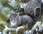 diy油画数字油彩画抽象动物手绘客厅装饰画 GX7549 松树上的松鼠