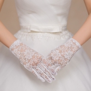 2016新娘结婚手套，短款韩式蕾丝白色婚纱，礼服花边配饰防晒