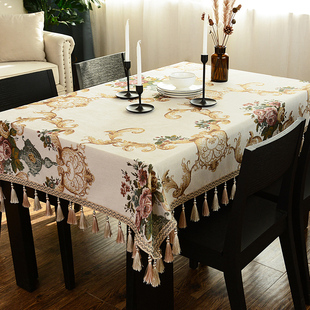 欧式餐桌布轻奢高级感布艺，台布长方形美式高端奢华茶几布2023