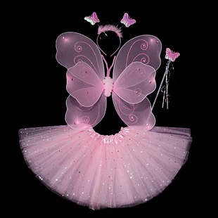 圣诞节小女孩背饰天使蝴蝶，翅膀女童魔法棒儿童，奇妙仙子表演出服装