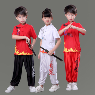 武术服装儿童表演出服功夫，装学生体操服小孩，练武衣服夏季短袖纯棉