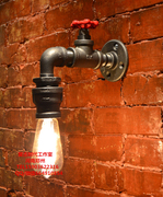 工业旧黑铁蒸汽阀门开关复古水管壁灯 复古爱迪生水管灯