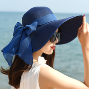 韩版帽子女夏天防晒大沿太阳沙滩，帽海边度假遮阳帽可折叠出游草帽