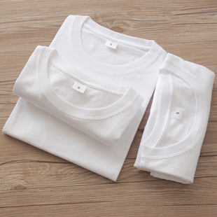 (三件78元)200克日本重磅纯棉，圆领打底t恤纯白色，短袖t恤男女夏