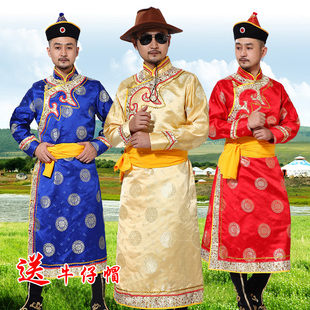 蒙古族男装演出服少数民族，日常蒙古长袍摄影婚礼，民族舞蹈表演服饰