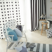 个性简约现代窗帘条纹韩式北欧风格遮光布客厅(布客厅，)卧室隔断飘布帘定制