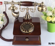 仿古电话机实木欧式客厅家用电话，老式时尚创意，复古旋转盘拨号座机