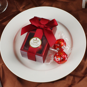 瑞士莲巧克力喜糖成品2粒礼盒装酒红套封婚礼三八节礼物